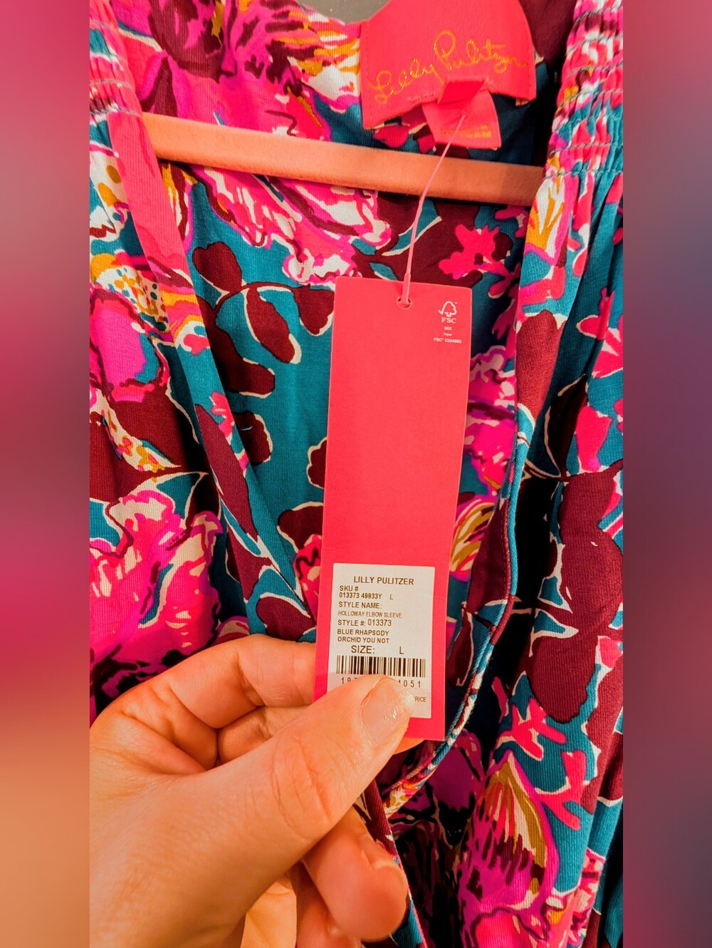 Lilly Pulitzer NWT Large Holloway dress Style: Blue 🌺Rhapsody Orchid You Not - Picture 3 of 3